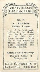 1934 Hoadley's Victorian Footballers #15 Haydn Bunton Back